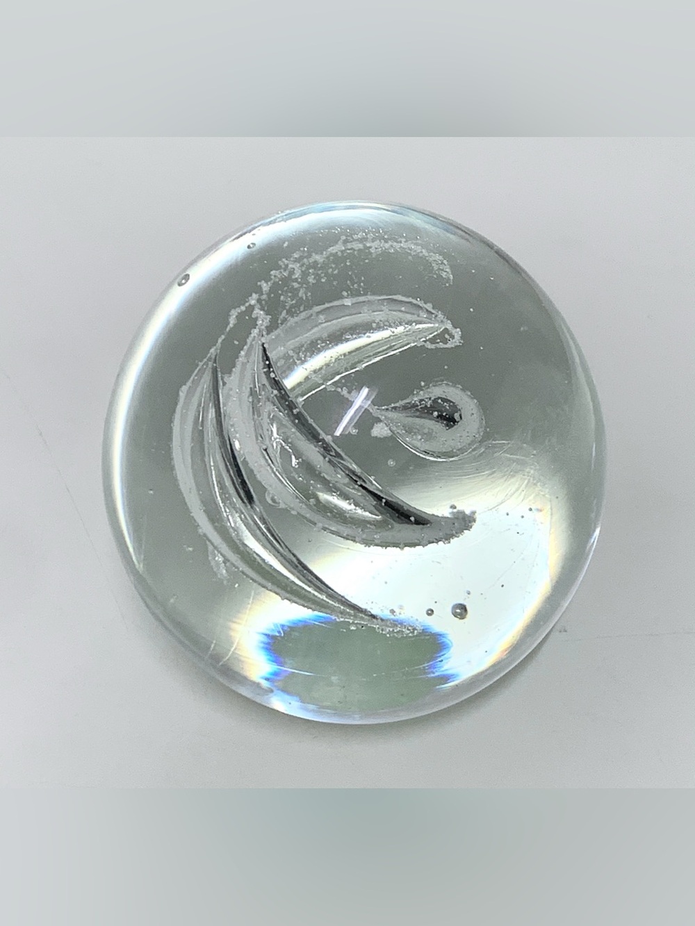 Vintage Murano Style Double Helix Swirl Controlled Bubble Art Glass Paperweight